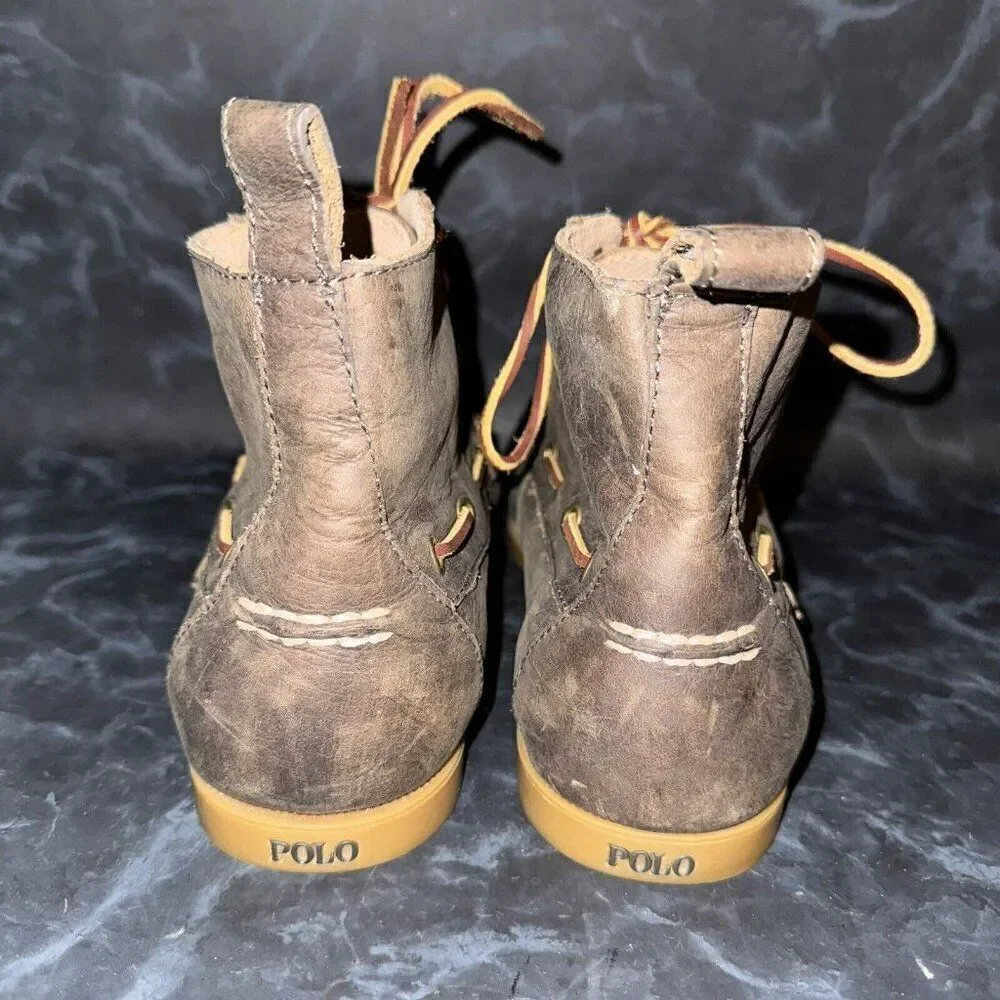 Polo by Ralph Lauren Mens Barrott Bo Brown Distressed Leather Chukka Boots 10.5D